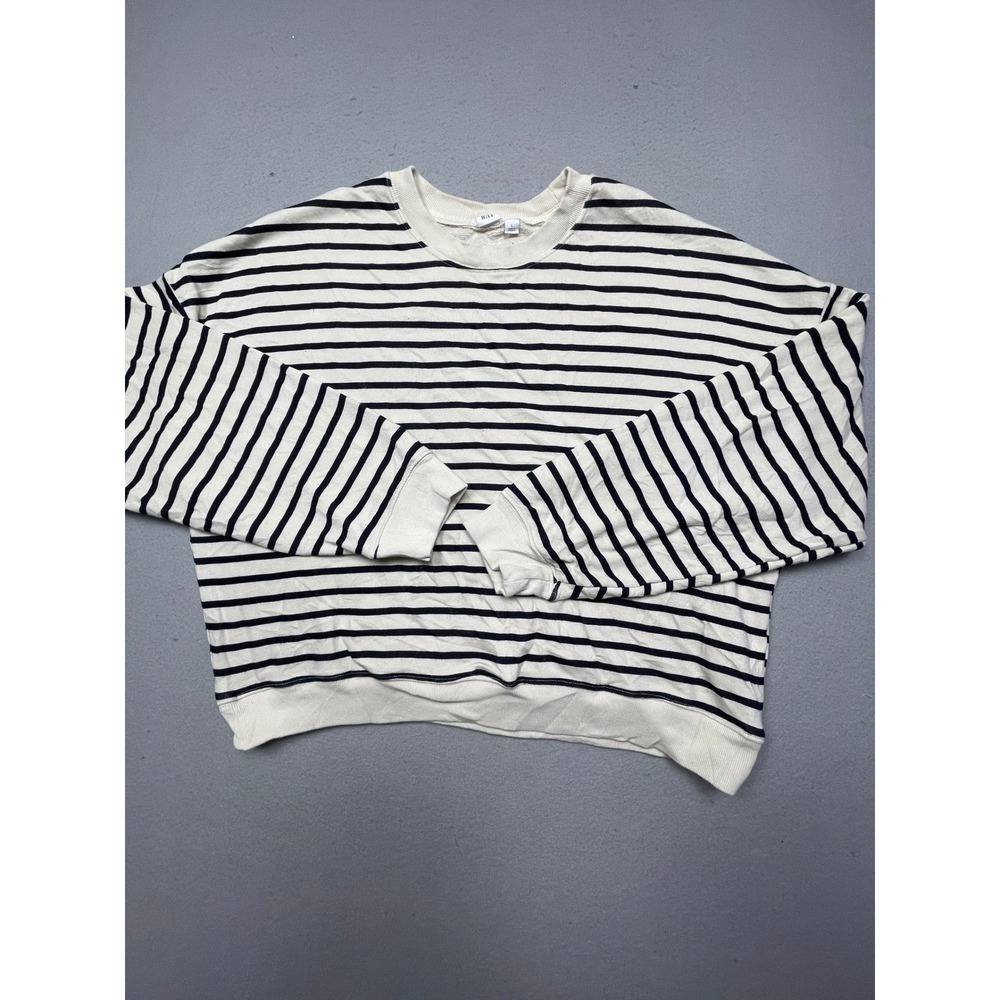 GAP Sweatshirt Cotton Polyester Cream Navy Blue Stripe L Womens